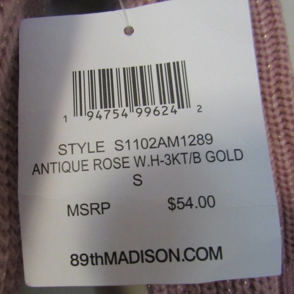 89th + Madison 3/4 Sleeve Button Detail Metallic Sweater Small Rose - Picture 5 of 8